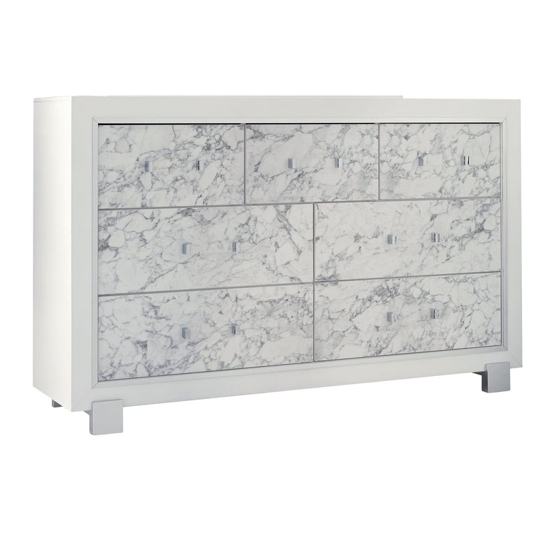 Skye - Marble Dresser - White