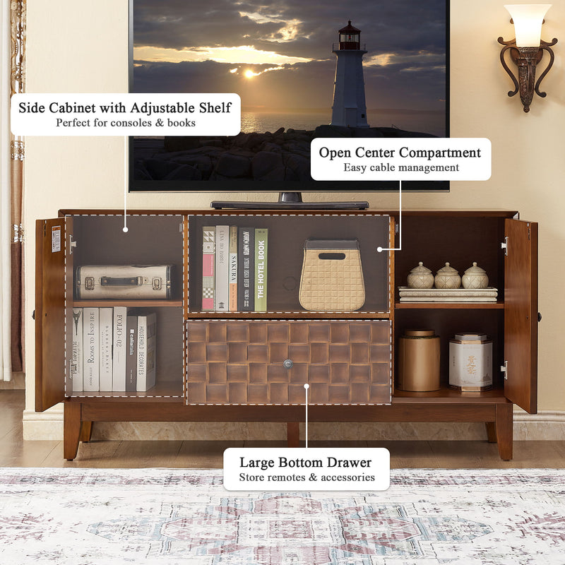 TV Stand With 3D Wood Texture - Brown