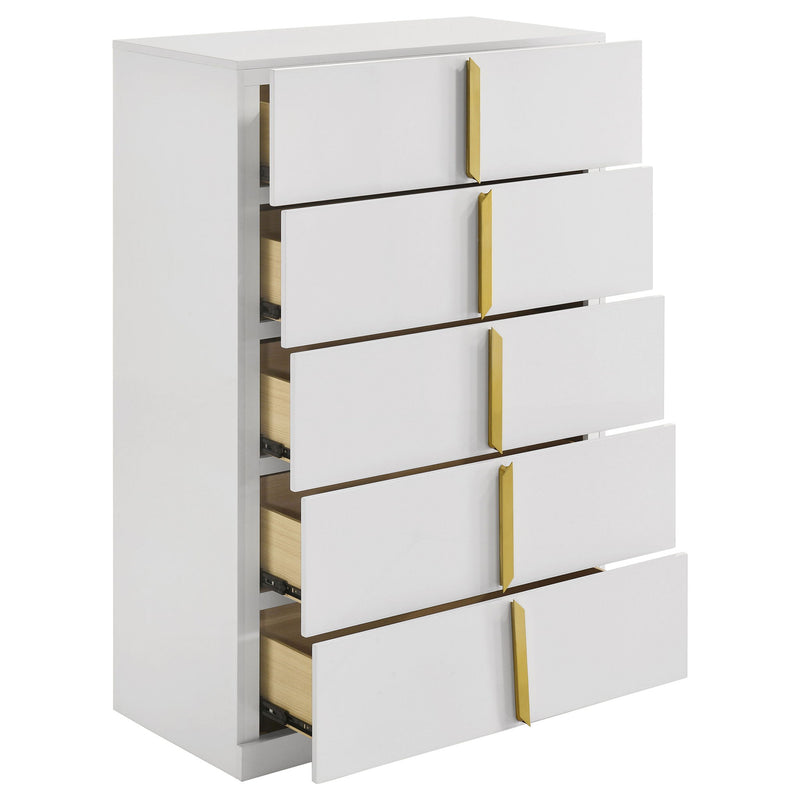 Lauryn - 5 Drawer Bedroom Chest - Gloss White