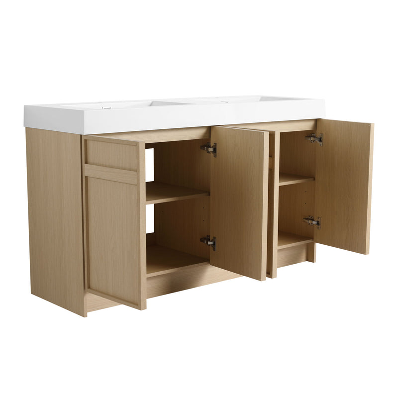 Freestanding Bathroom Vanity With Resin Sink & Soft Close Cabinet Doors