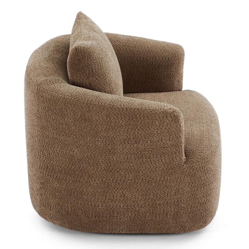 360° Swivel Barrel Sofa Chair With Throw Pillow, Upholstered Accent Chair