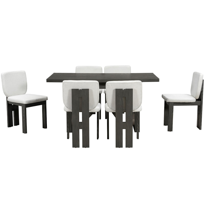 Dining Table Set For 6 With Upholstered Chairs
