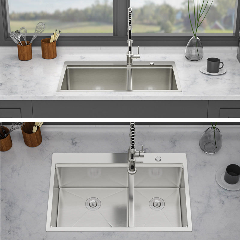 Topmount Drop In Kitchen Sink With Double Bowl Design