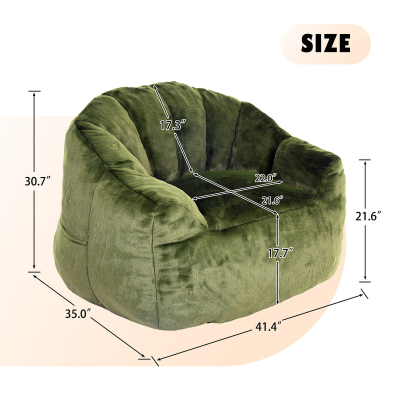 Beanbag Chair, Beanbag Sofa Chair With Armrests Stuffed High Density Foam