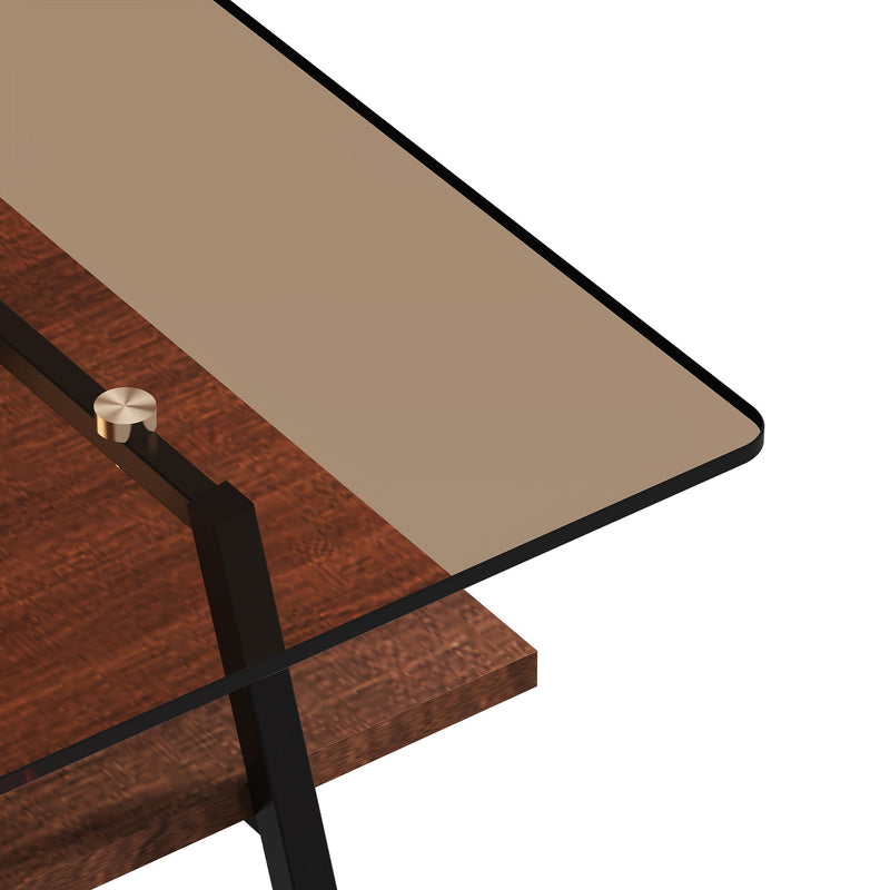 Rectangle Coffee Table, Tempered Glass Tabletop Modern Table For Living Room