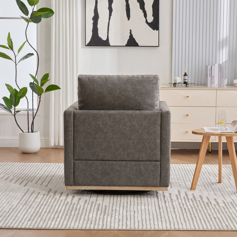 Modern Upholstered Square Swivel Accent Chair With 360 Degree Rotation