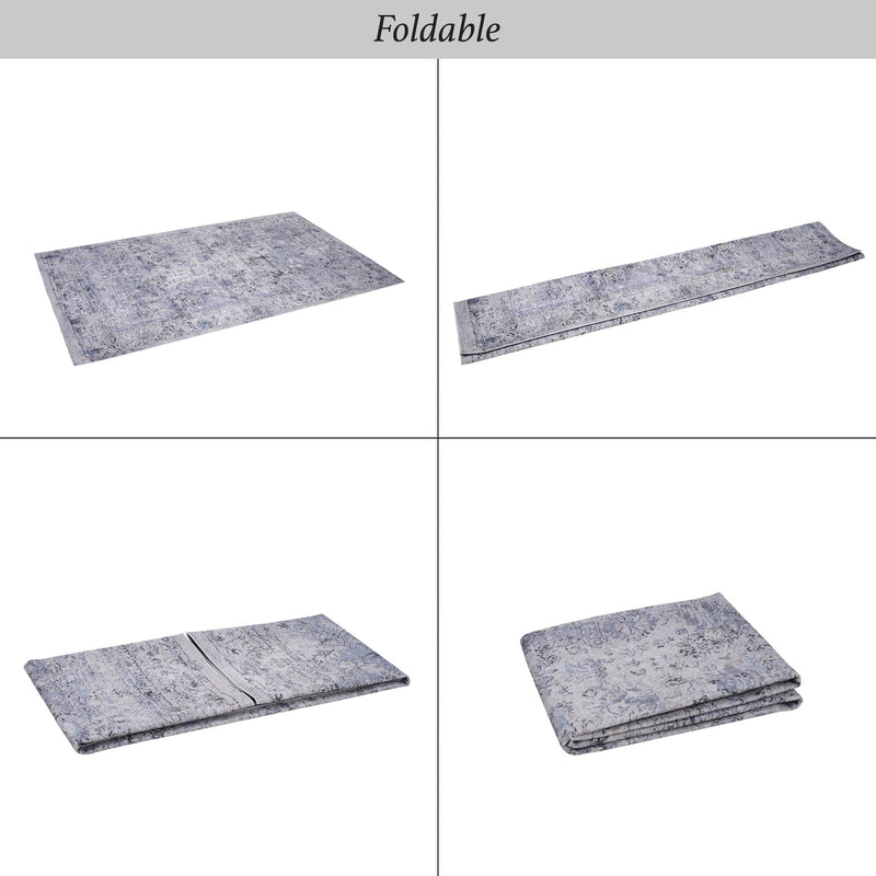 Maval - 2'6'' X 10' Washable Runner Rug - Blue / Cream