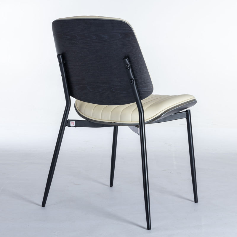 Dining Chairs (Set of 2) Mid-Century Modern Retro Chair With Walnut Bentwood Back Upholstered Seat Metal Legs Adjustable Foot For Kitchen Dining Room Chairs