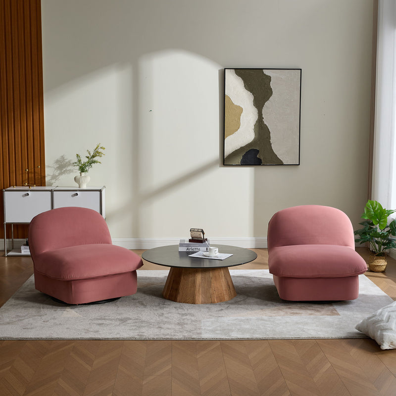 Pumpkin Shaped Swivel Accent Chair, 360 Degree Rotation For Living Room