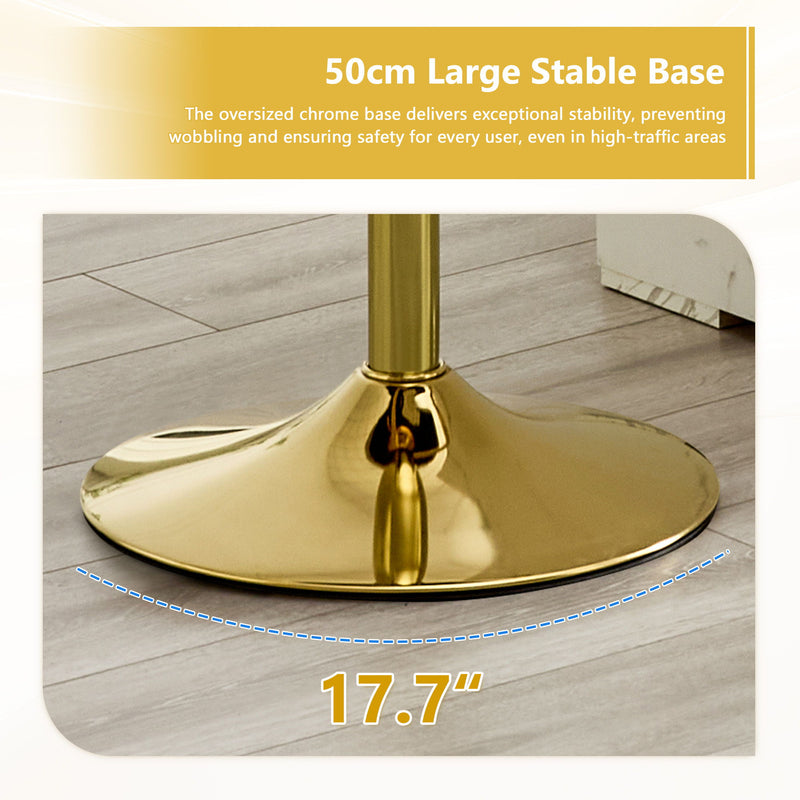 Adjustable Swivel Bar Chair With High Back Support For Kitchen Counter (Set of 2) - Gold / White