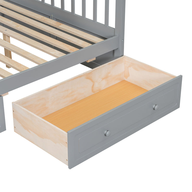 Bunk Bed With Drawers, Convertible Storage Bed