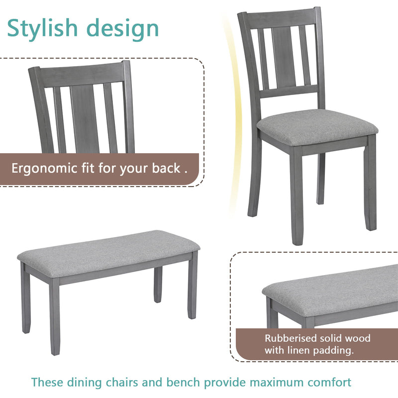 Kitchen Dining Set, Rectangular Dining Table With Upholstered Chairs