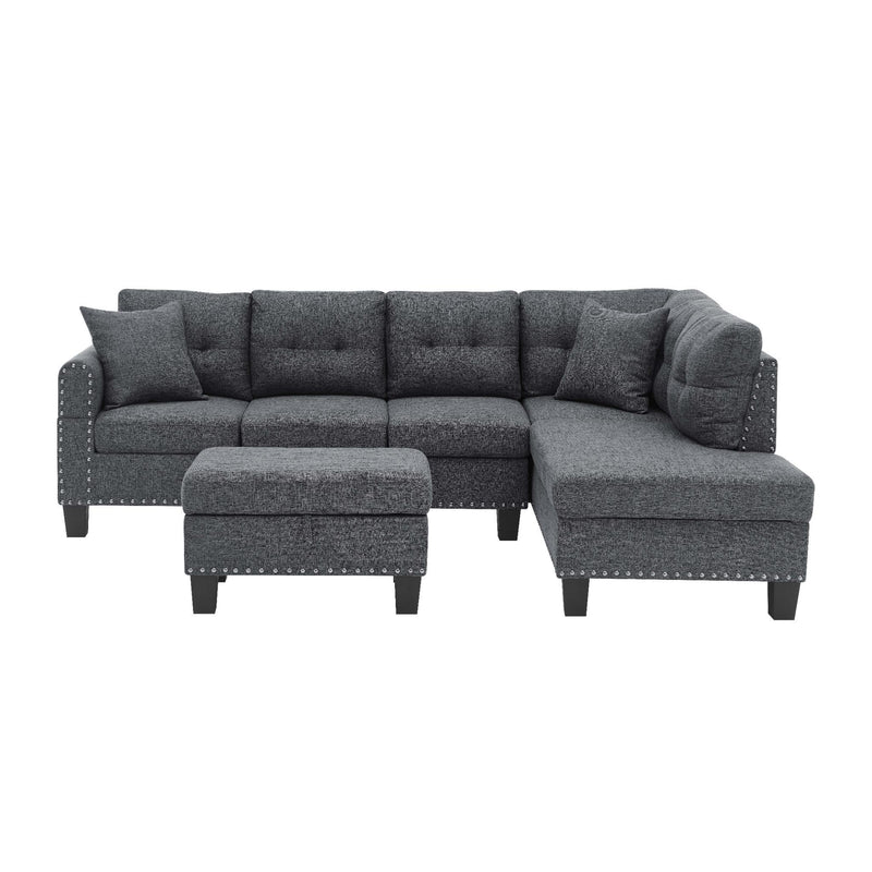 Camden - Power Sectional Sofa With Storage Ottoman And Built In Charging Ports - Gray