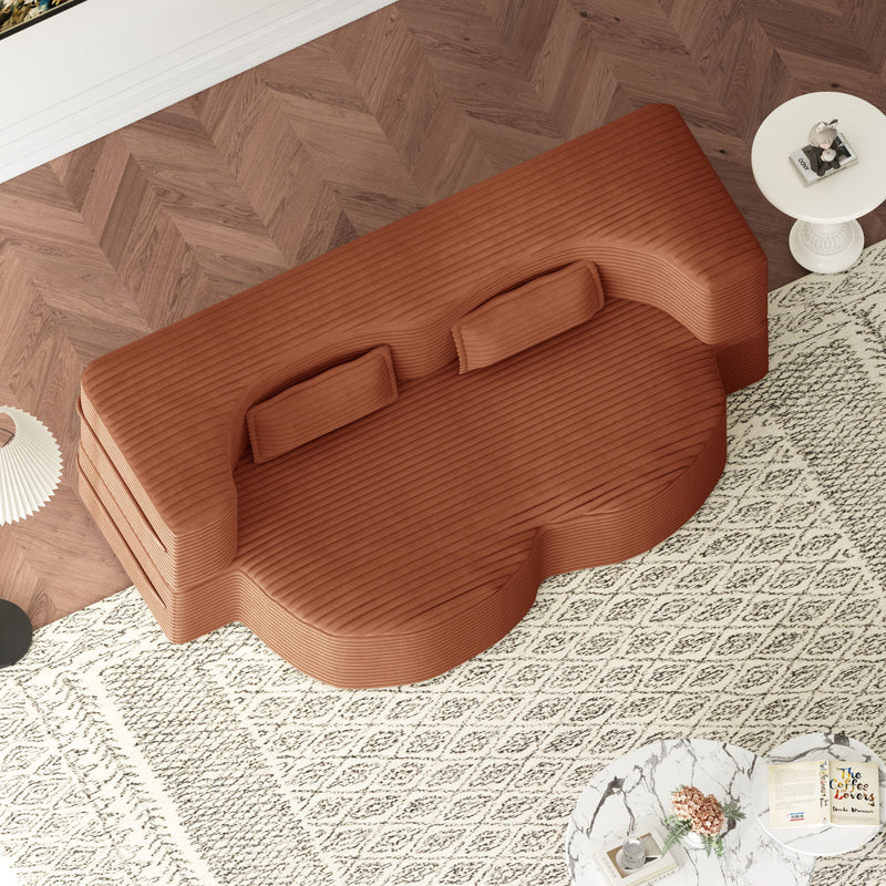 Convertible Foam-Filled Sleeper Sofa Bed With 2 Pillows