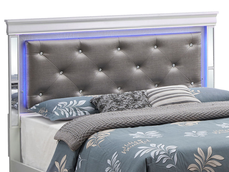 Bed With LED Light Accents Headboard