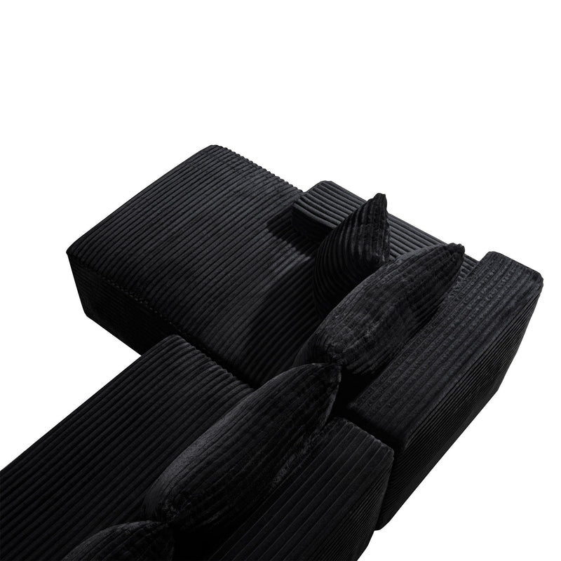 Cloud Modular Sectional Sofa Couch With L-Shape Chaise, Upholstered Couches For Living Room - Black