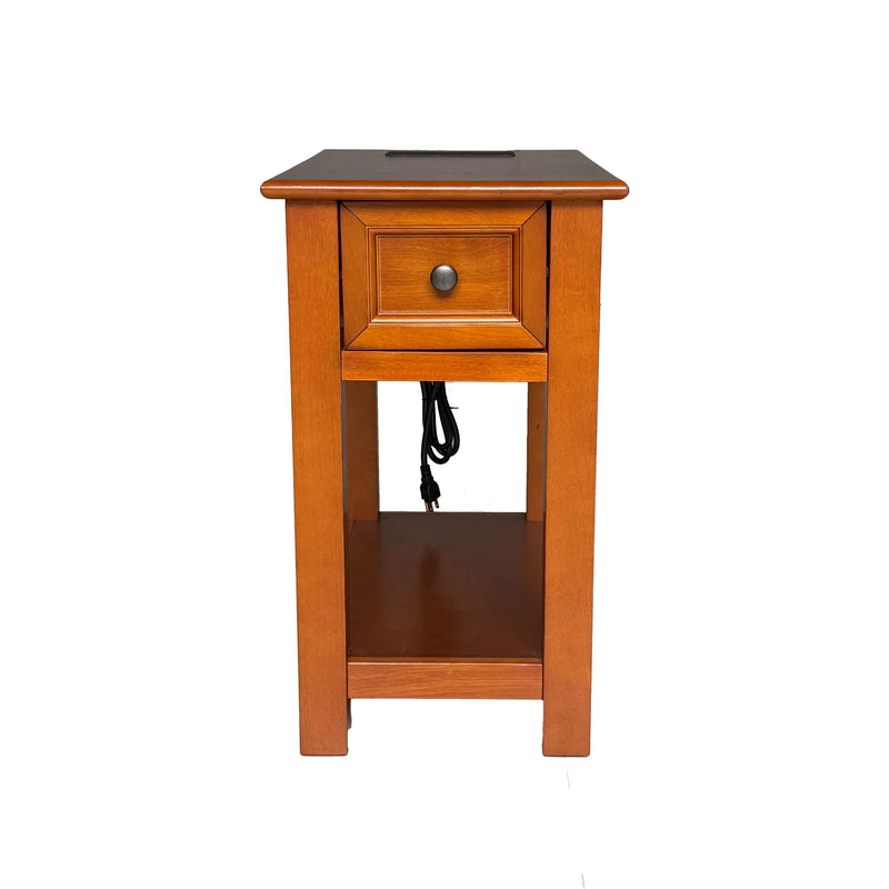 End Table With Drawer And Shelf For Living Room - Walnut