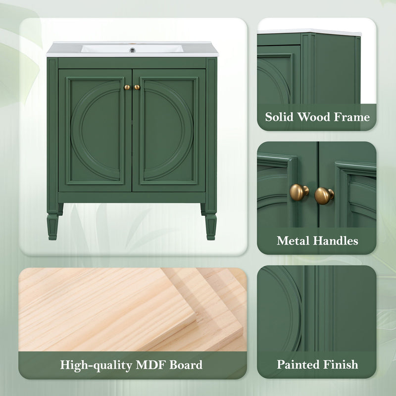 Bathroom Vanity With Sink With 2 Doors And Adjustable Shelf