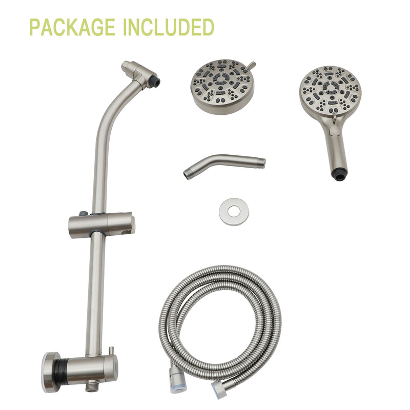 Multi Function Dual Shower Head System With 4.7" Rain Showerhead And Adjustable Slide Bar In - Brushed Nickel
