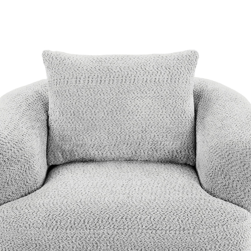 360° Swivel Barrel Sofa Chair With Throw Pillow, Upholstered Accent Chair