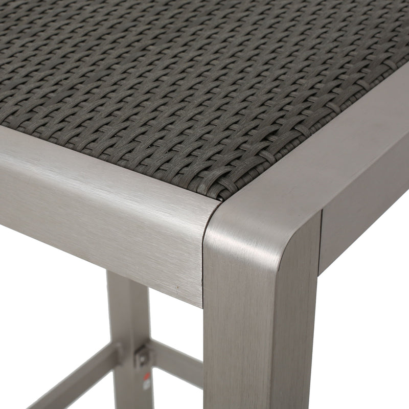 Outdoor 43" Aluminum Bar Table With Rattan Table Top - Gray