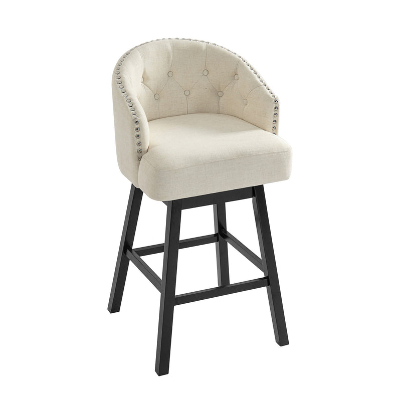360 Degree Swivel Bar Stool & Stunning Nailhead Trim (Set of 2) - Beige