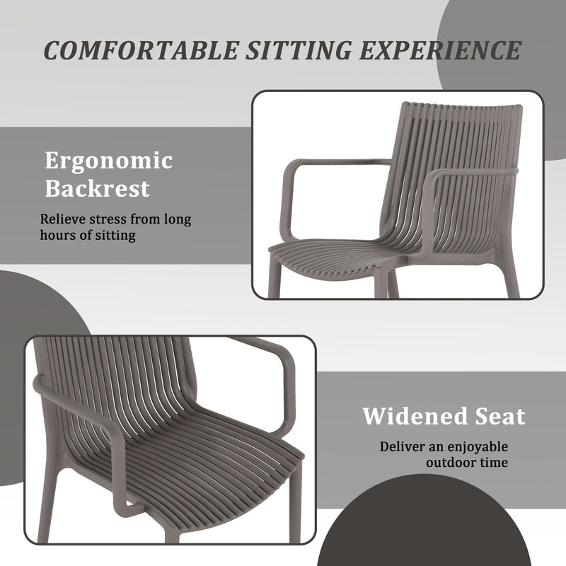 4 Modern Stackable Armchair Matched With Long Table