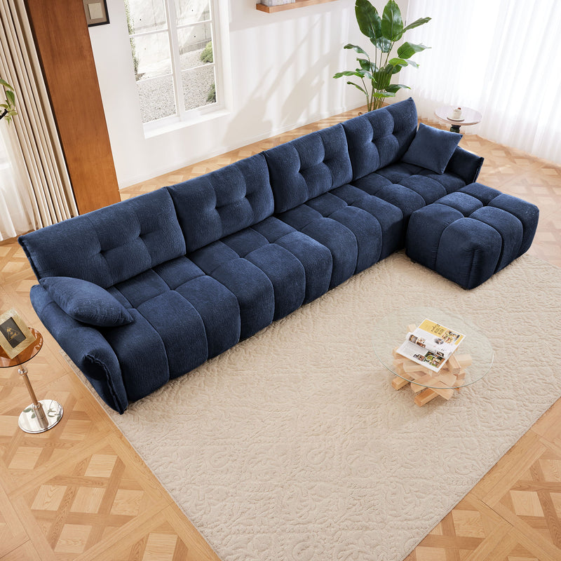 Sofa Set With Ottoman And Pillows, Textured, High Resilience Cushions