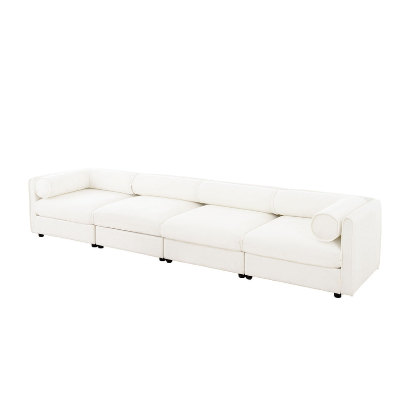 Stylish Sofa With Storage Seat And Cylindrical Backrest