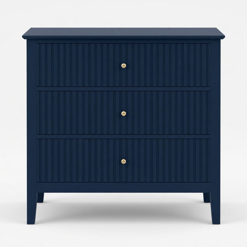Fluted 3 Drawer Nightstand With Soft Close Slides