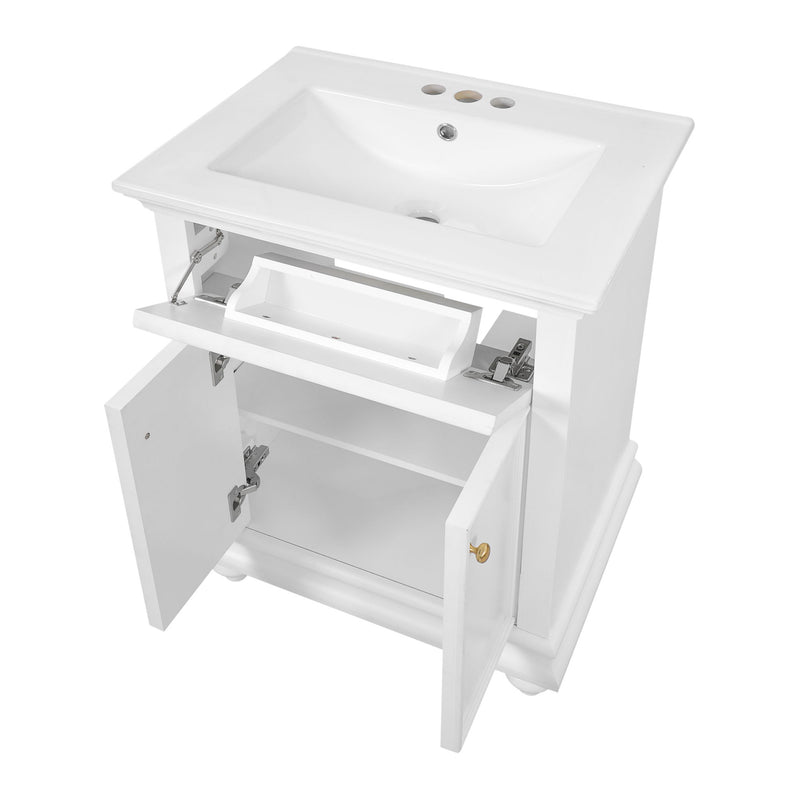 Modern Bathroom Vanity With Tip-Out Drawer And Soft-Close Hinges