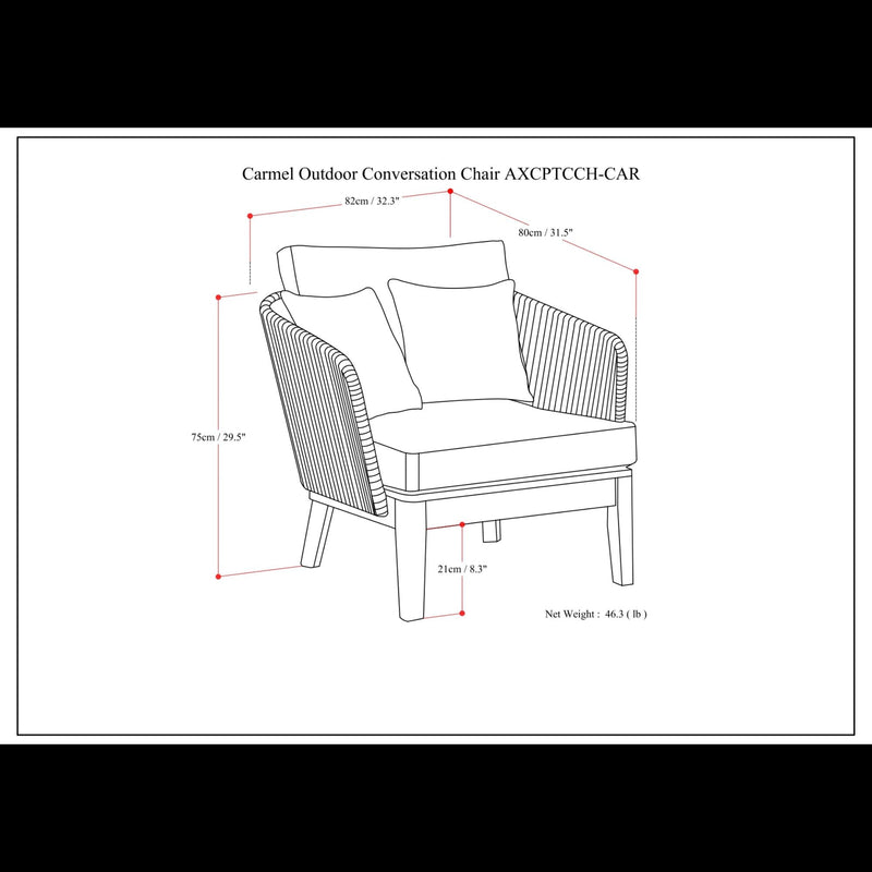 Carmel - Outdoor Conversation Chair - Gray