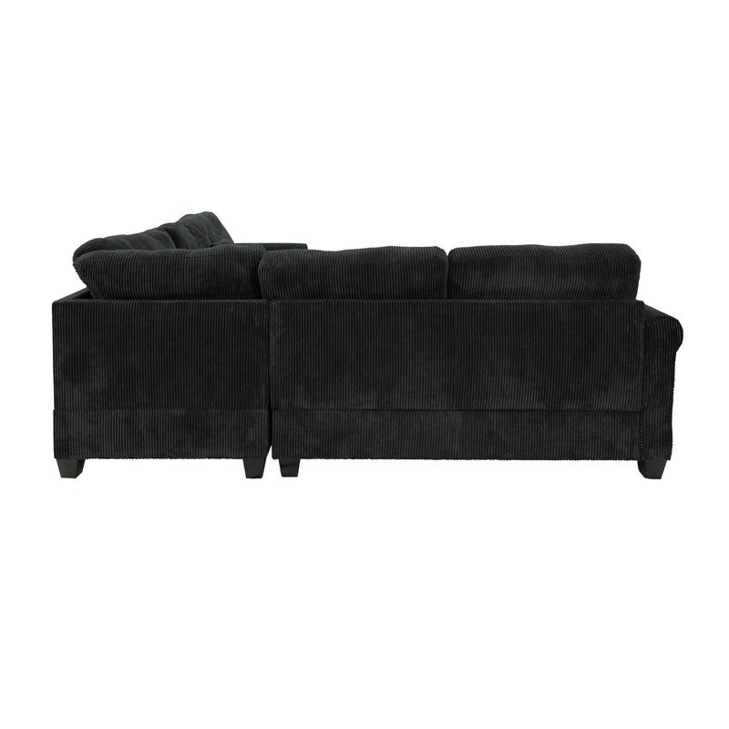 Modern Sectional Set With Corner Wedge, Loveseat, Ottoman & 2 Pillows