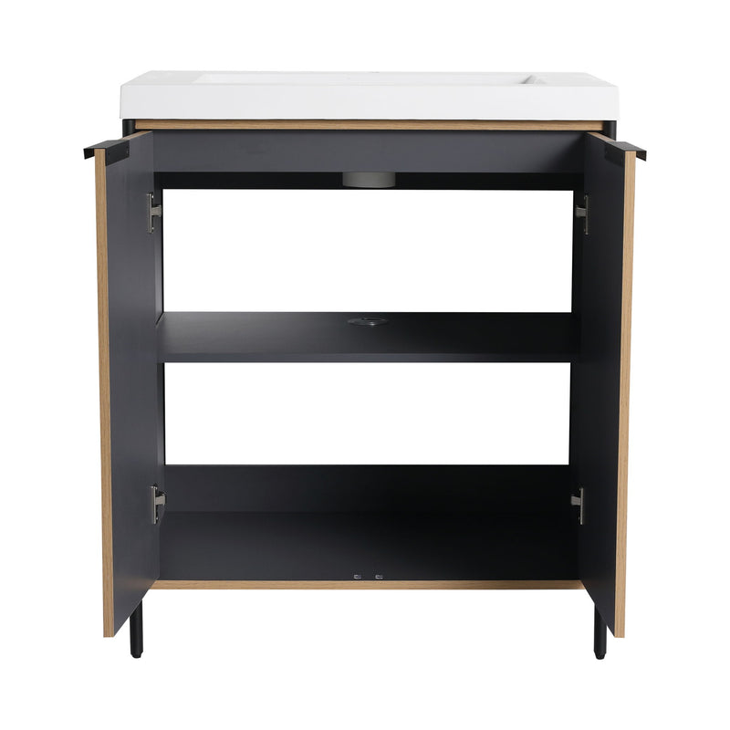 Modern Freestanding Bathroom Vanity With Resin Sink & Soft Close Cabinet Doors