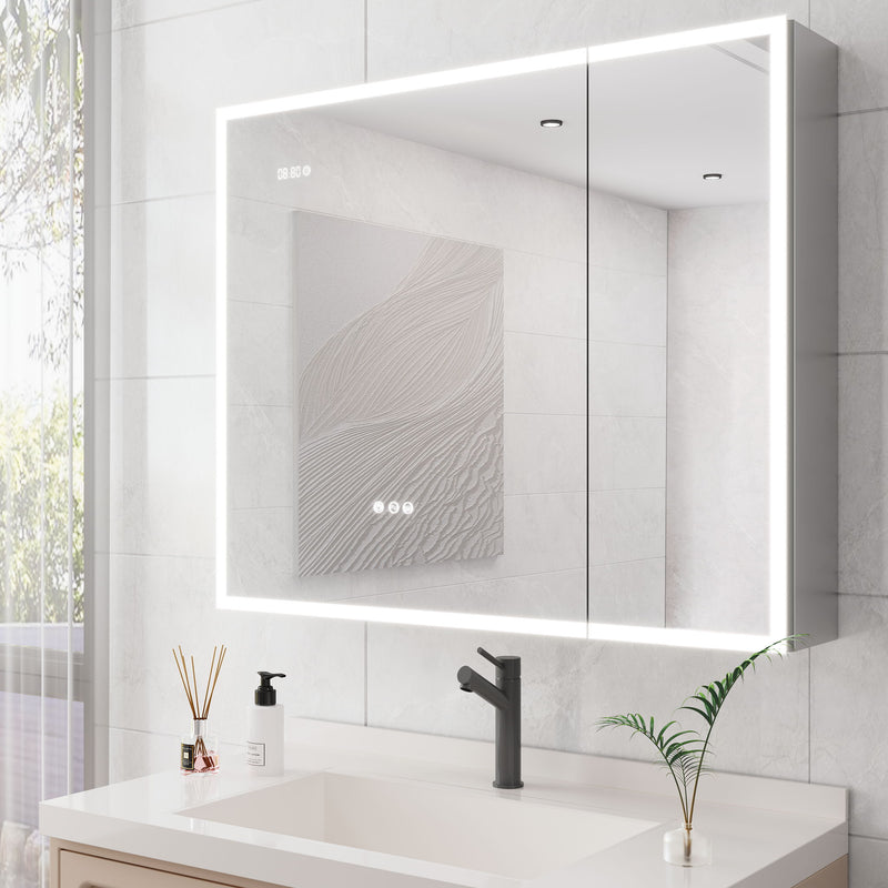 Bathroom Medicine Cabinet With Lights, LED Medicine Cabinet With Mirror, Lighted Medicine Cabinet With Defogger