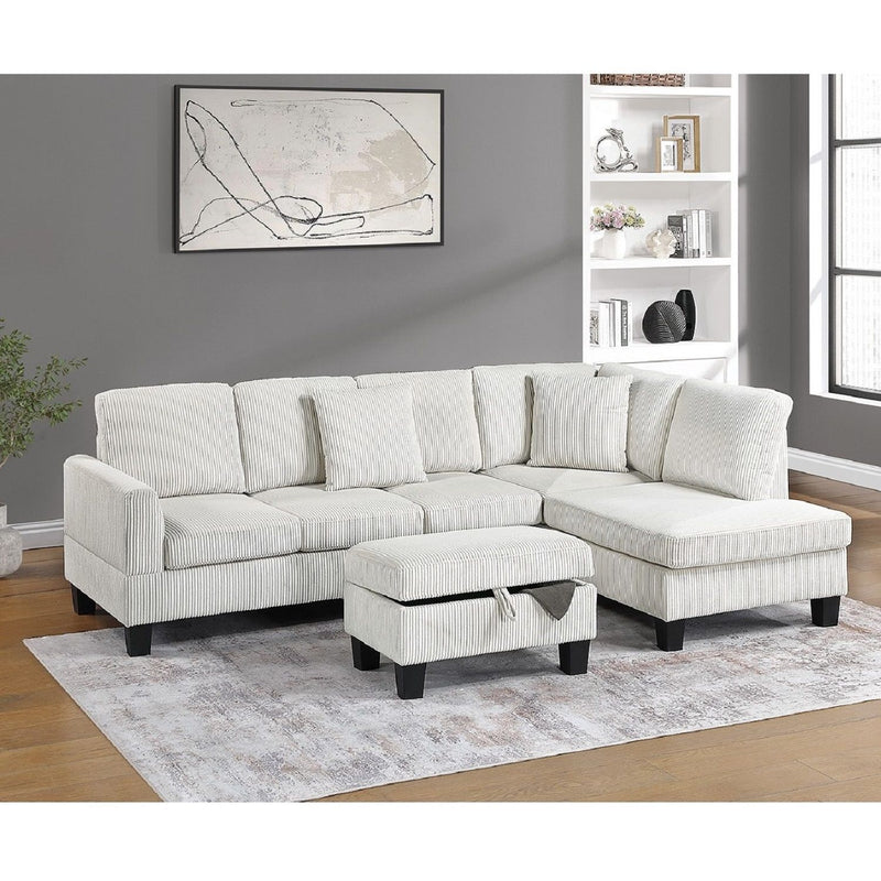 Sectional Sofa With Storage Ottoman And Pillows