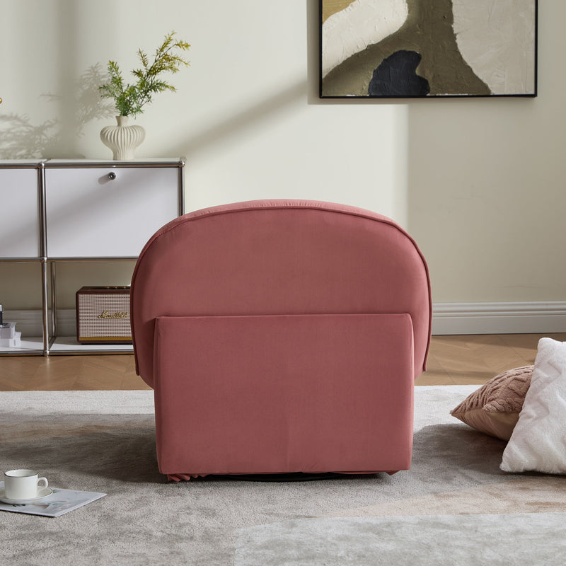 Pumpkin Shaped Swivel Accent Chair, 360 Degree Rotation For Living Room