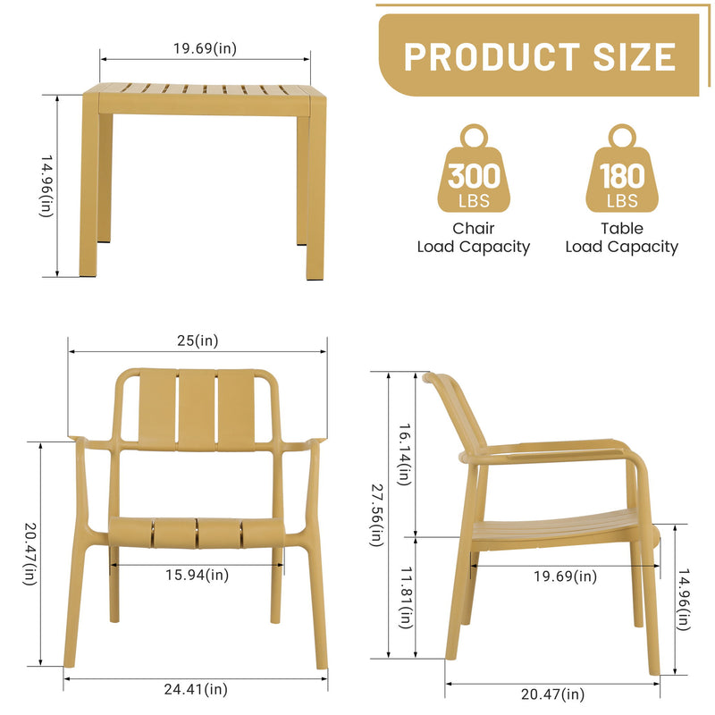 3 Piece Indoor / Outdoor Leisure Table And Chair Set