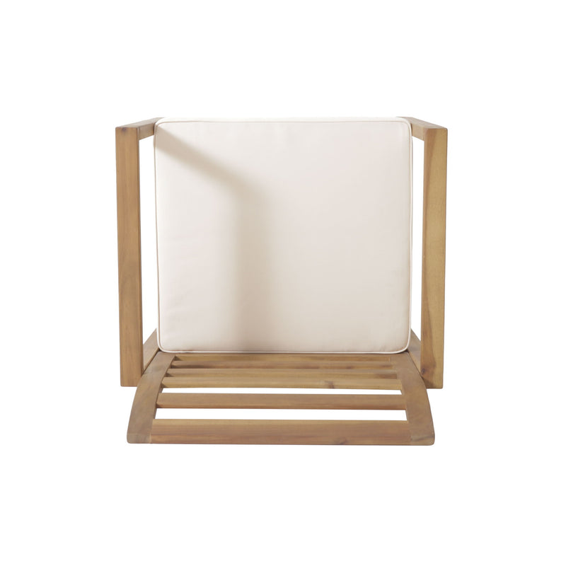 Outdoor Acacia Wood Club Chairs, 2 Pieces Set - Natural Stained / White