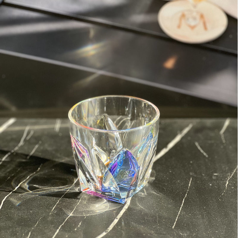 Leading Ware Rainbow Diamond Acrylic Glasses Drinking (Set of 4) Dof 9Oz Bpa Free Plastic Cocktail Glasses - Clear