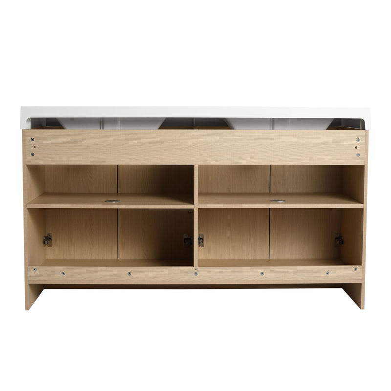 Freestanding Bathroom Vanity With Resin Sink & Soft Close Cabinet Doors