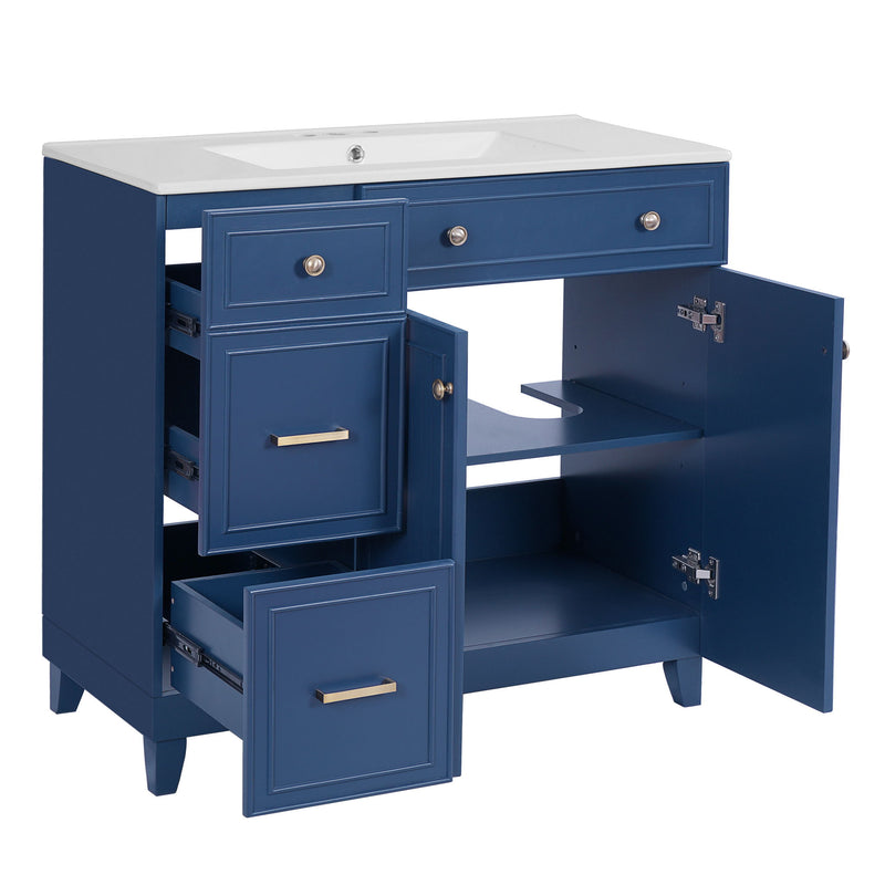 Bathroom Vanity With Sink, Soft Close Doors, Adjustable Shelves