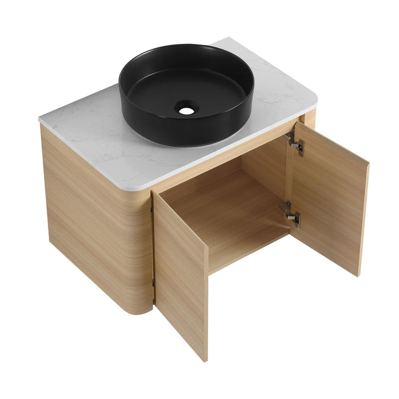 Mounted Bathroom Vanity With Art Sink & 2 Soft Close Doors