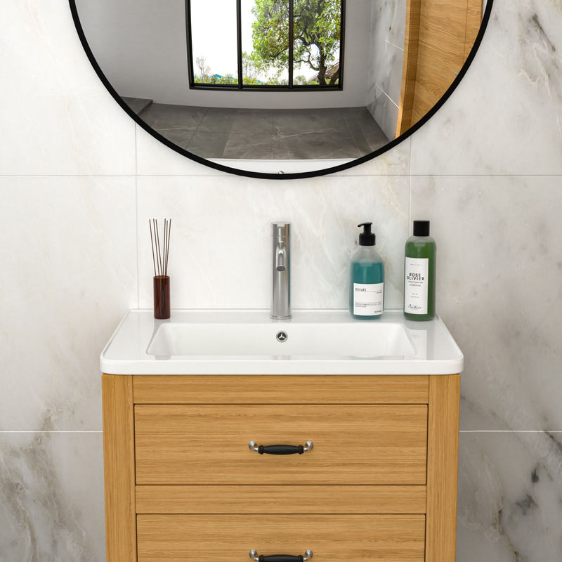 Rectangular Single Vanity Top With 1 Faucet Hole And Overflow, 28 X 19" - White