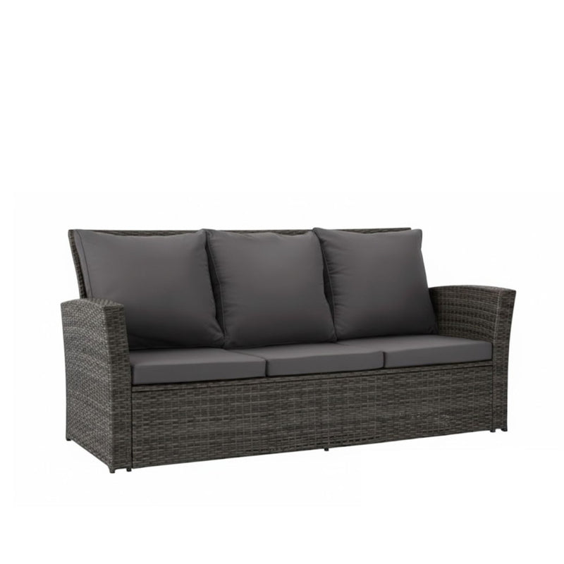 All-Weather Wicker 3 Seat Patio Sofa With Thick Cushions