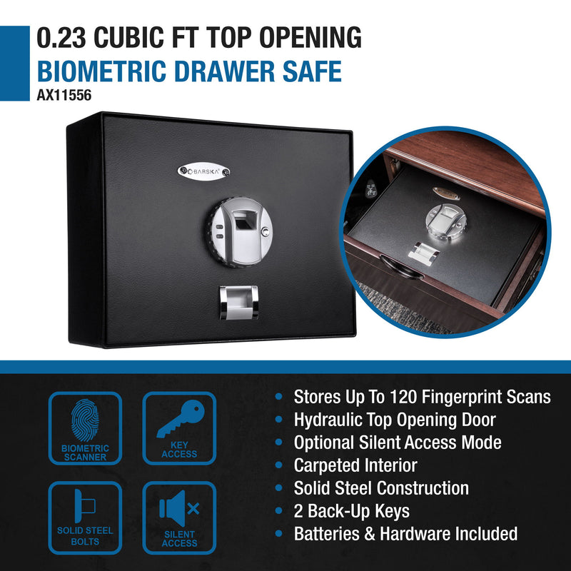 0 23 Cu Ft Top Opening Biometric Security Safe - Black