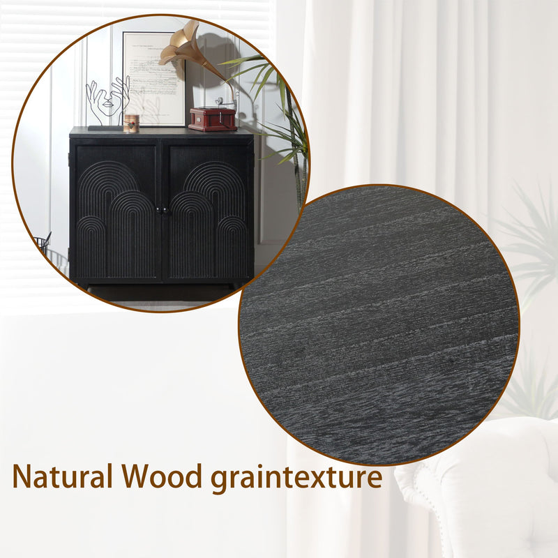 2 Door Accent Cabinet Storage Cabinet With Adjustable Shelf - Black