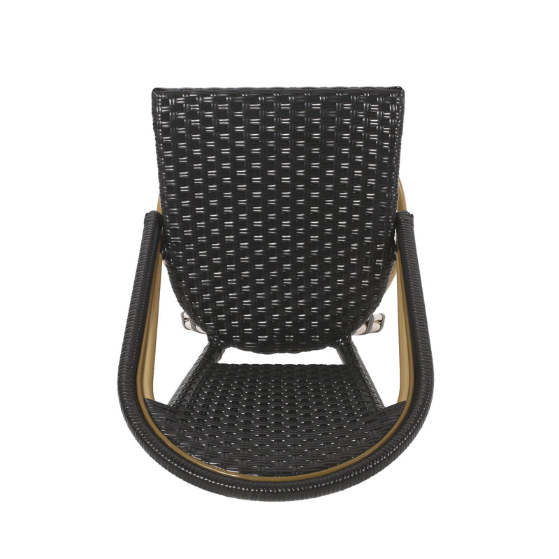 Outdoor Rattan And Aluminum French Barstools (Set of 2)