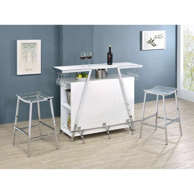 Katia - Wine Cabinet With LED Home Bar, 12 Bottle Storage - Gloss White