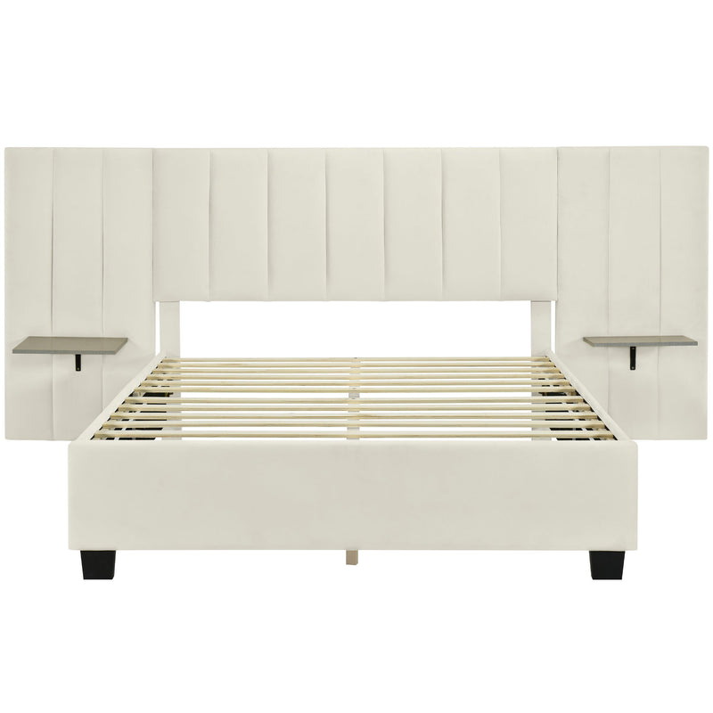 Upholstered Platform Bed With Big Headboard